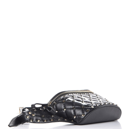 Valentino Garavani Lambskin VLTN Rockstud Spike It Belt Bag 95 Black White 4 of 7