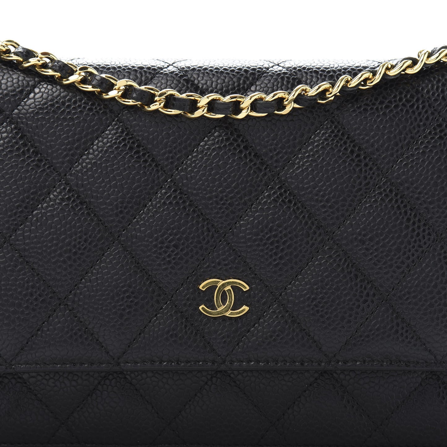 Caviar Quilted Wallet On Chain WOC Black