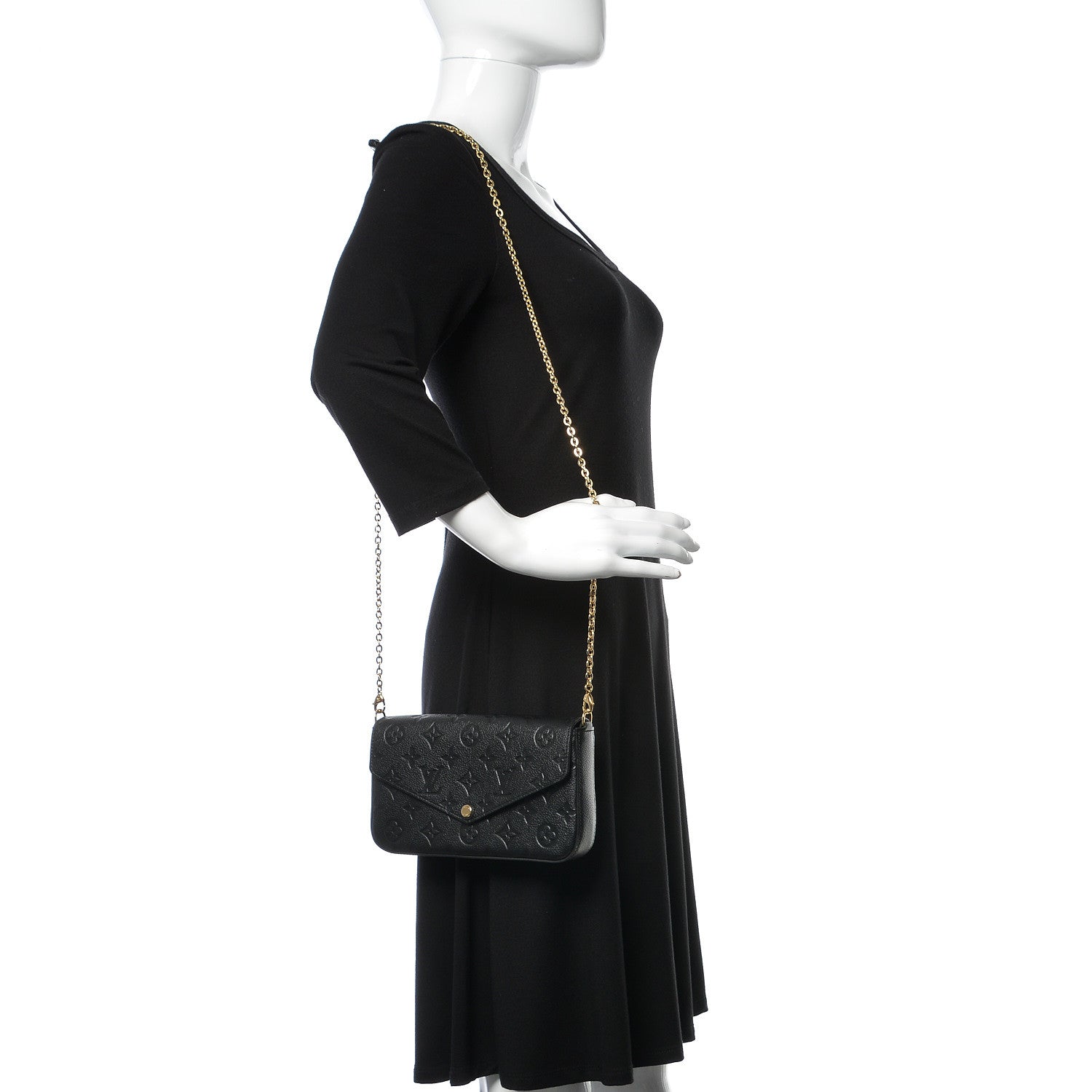 Louis Vuitton Empreinte Pochette Felicie Chain Wallet Black 2 of 10