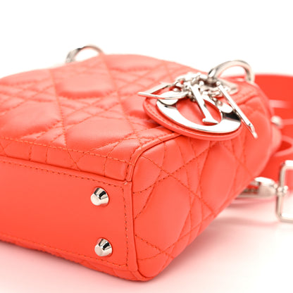 Christian Dior Lambskin Cannage Micro Lady Dior Orange 9 of 10