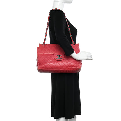 Chanel Washed Caviar Quilted Maxi Single Flap Fuchsia 2 of 16