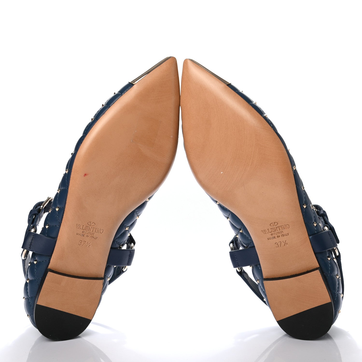 Valentino Garavani Lambskin Rockstud Spike Captoe Ballerina Flats 37.5 Peacock 5 of 11