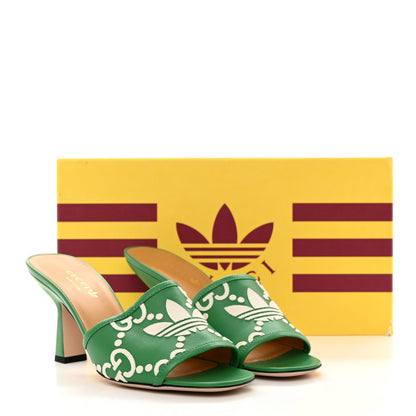 Gucci X ADIDAS Nappa Charlotte Suede Monogram Jumbo GG Trefoil 75mm Slide Sandals 37 New Shamarock Ivoire 9 of 9
