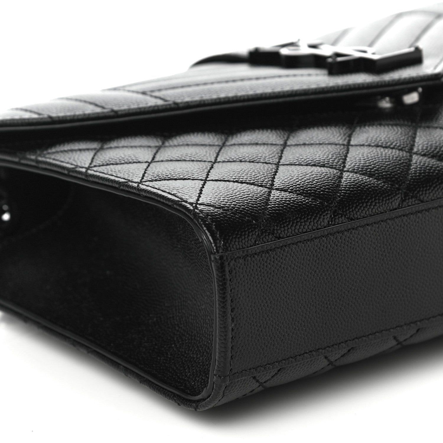 Saint Laurent Grain De Poudre Textured Mixed Matelasse Triquilt Medium Monogram Satchel Black 9 of 10