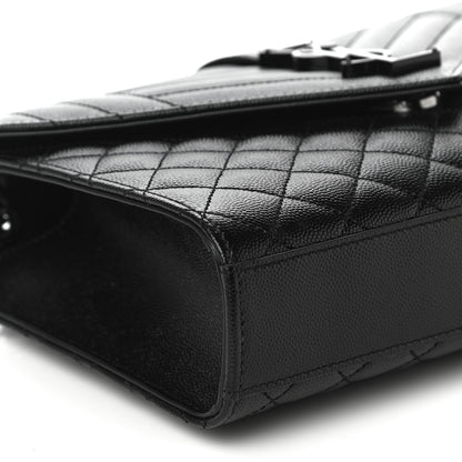 Saint Laurent Grain De Poudre Textured Mixed Matelasse Triquilt Medium Monogram Satchel Black 9 of 10