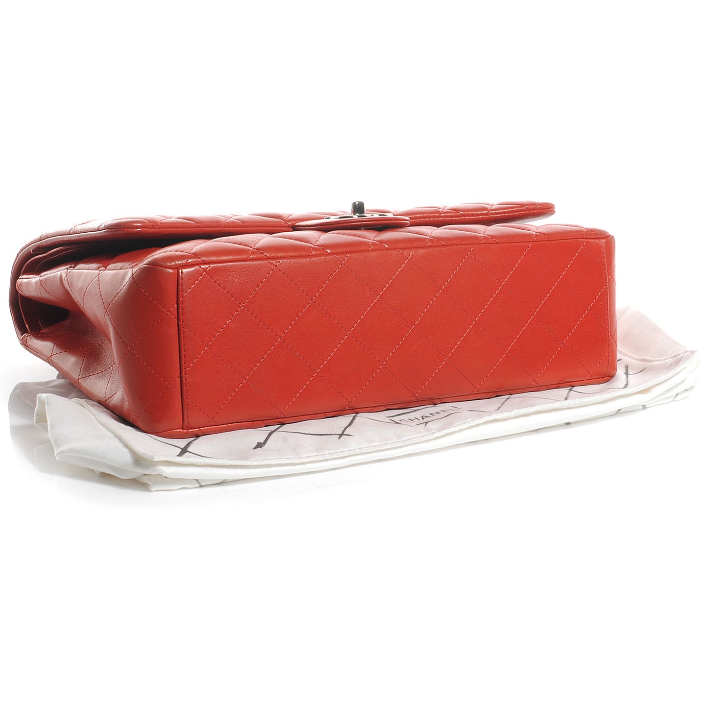 Lambskin Quilted Maxi Single Flap Red