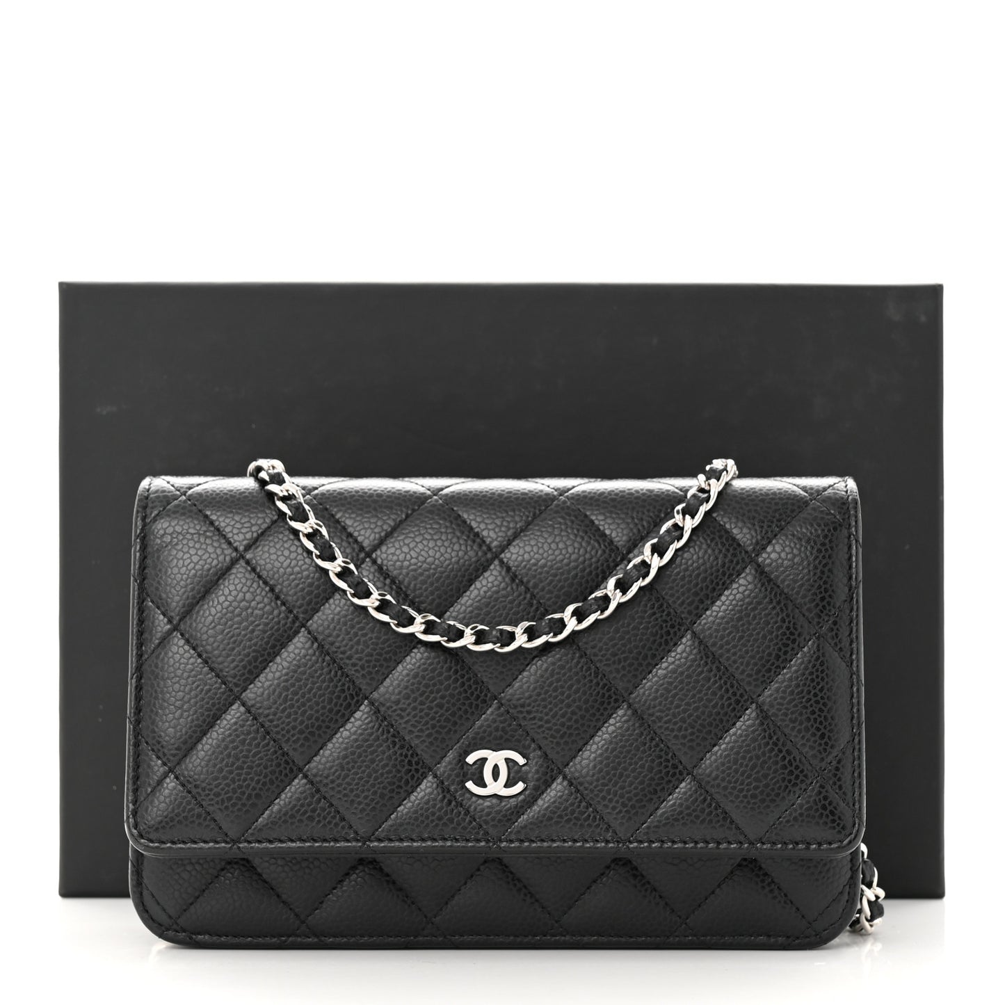 Caviar Quilted Wallet on Chain WOC Black