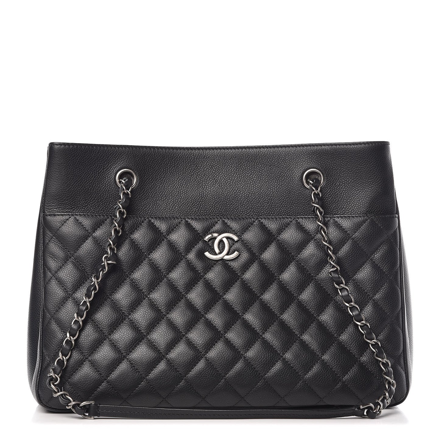 Caviar Quilted Urban Companion Shopping Tote Black