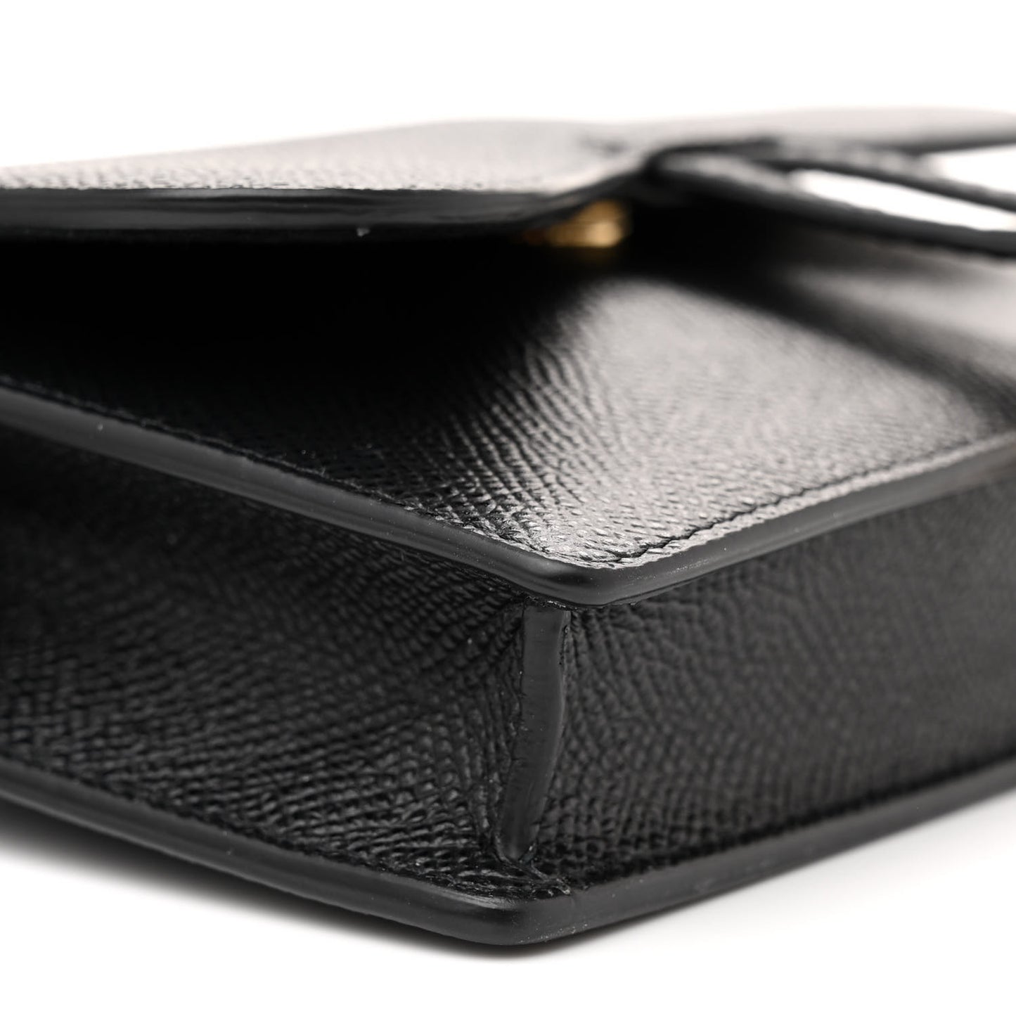 Grained Calfskin Saddle Belt Bag Black