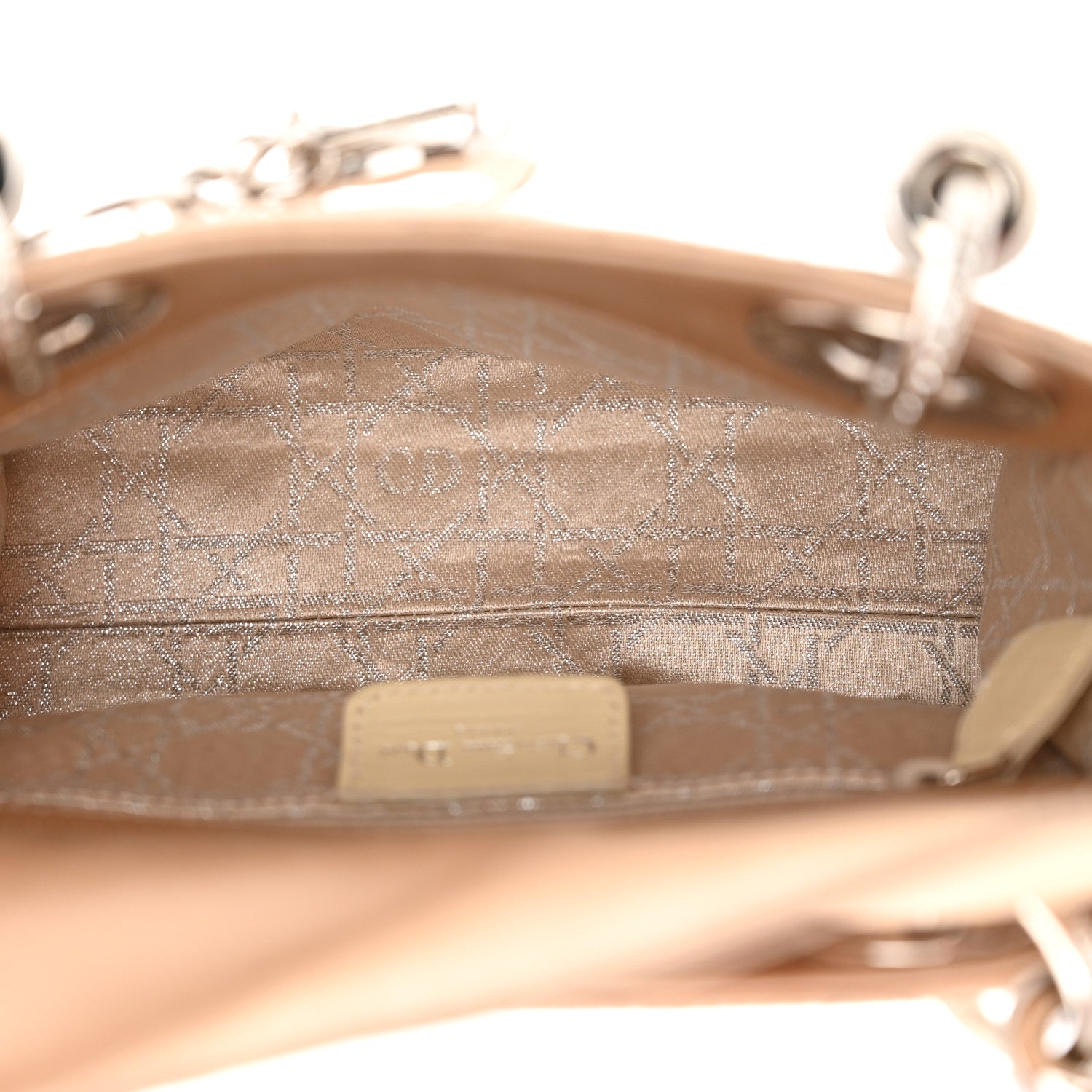 Christian Dior Satin Swarovski Crystal Acrylic PVC Cannage Mini Lady Dior Beige 4 of 11