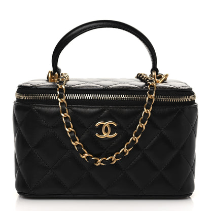 Chanel Lambskin Quilted Small Top Handle Vanity Case With Chain Black 1 of 11