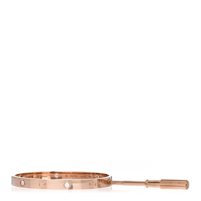 Cartier 18K Pink Gold 4 Diamond LOVE Bracelet 18 3 of 5