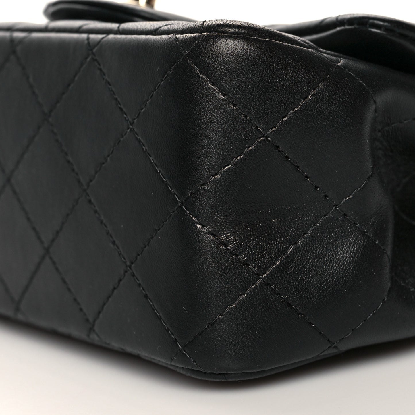 Lambskin Quilted Mini Square Flap Black