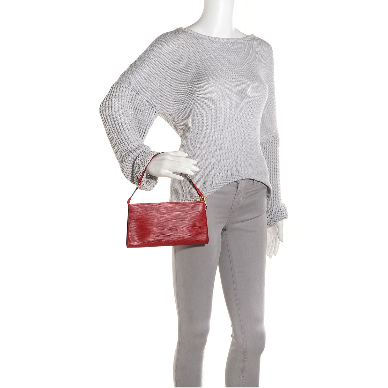 Louis Vuitton Epi Pochette Accessories 24 Castillan Red 2 of 7