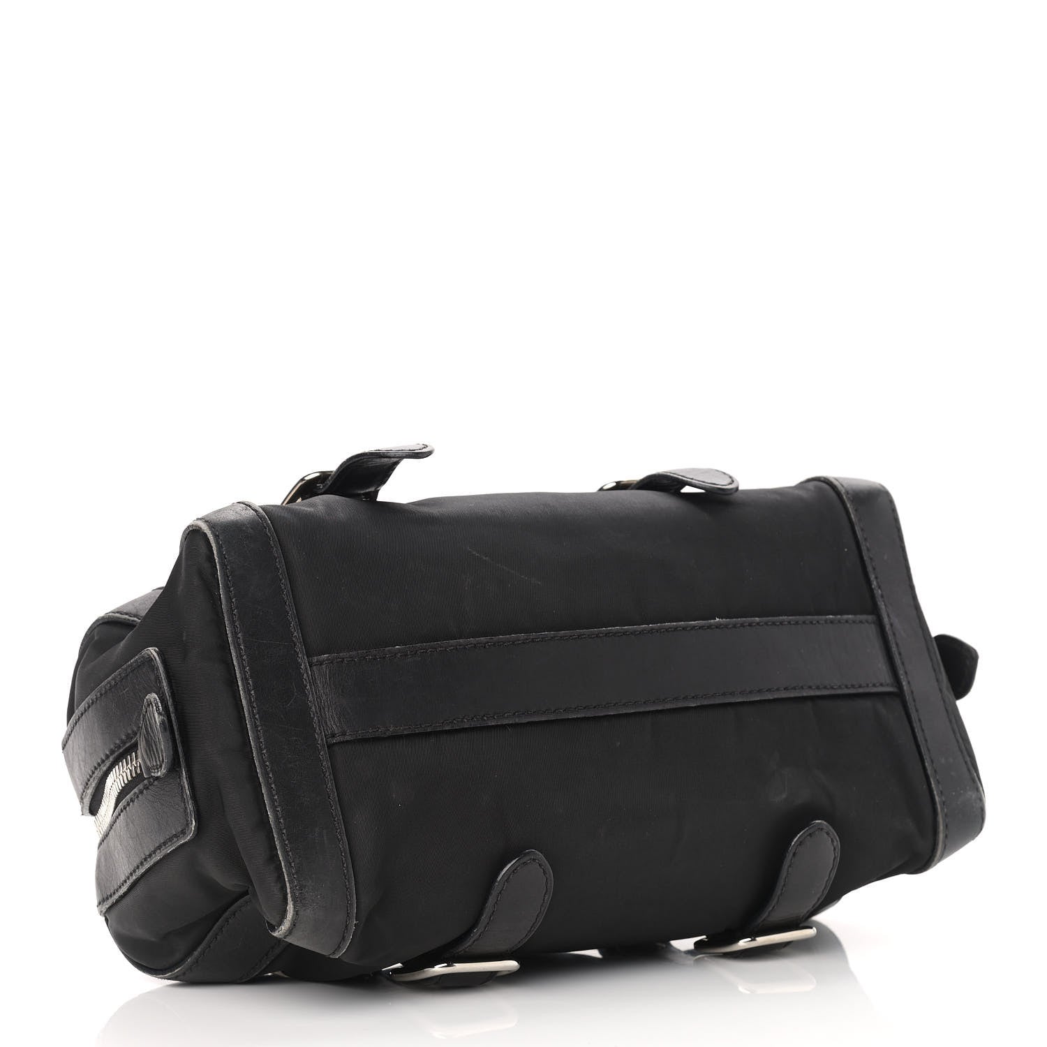 Prada Nylon Calfskin Buckle Shoulder Bag Black 3 of 16