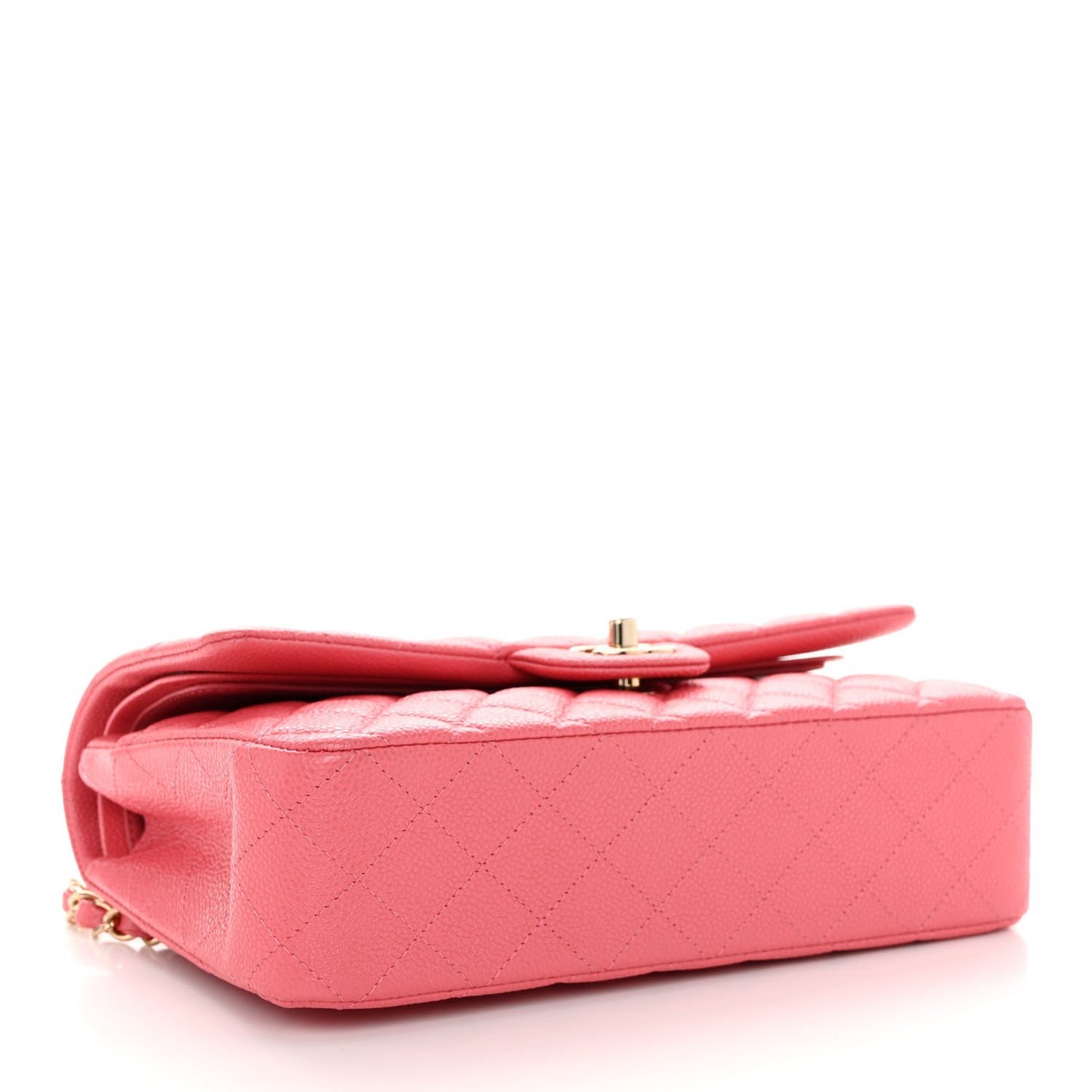 Caviar Quilted Medium Double Flap Pink