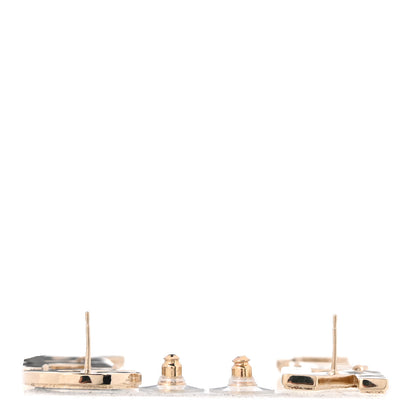 Chanel Metal Enamel Cha-Nel Logo Drop Earrings Black White 3 of 4