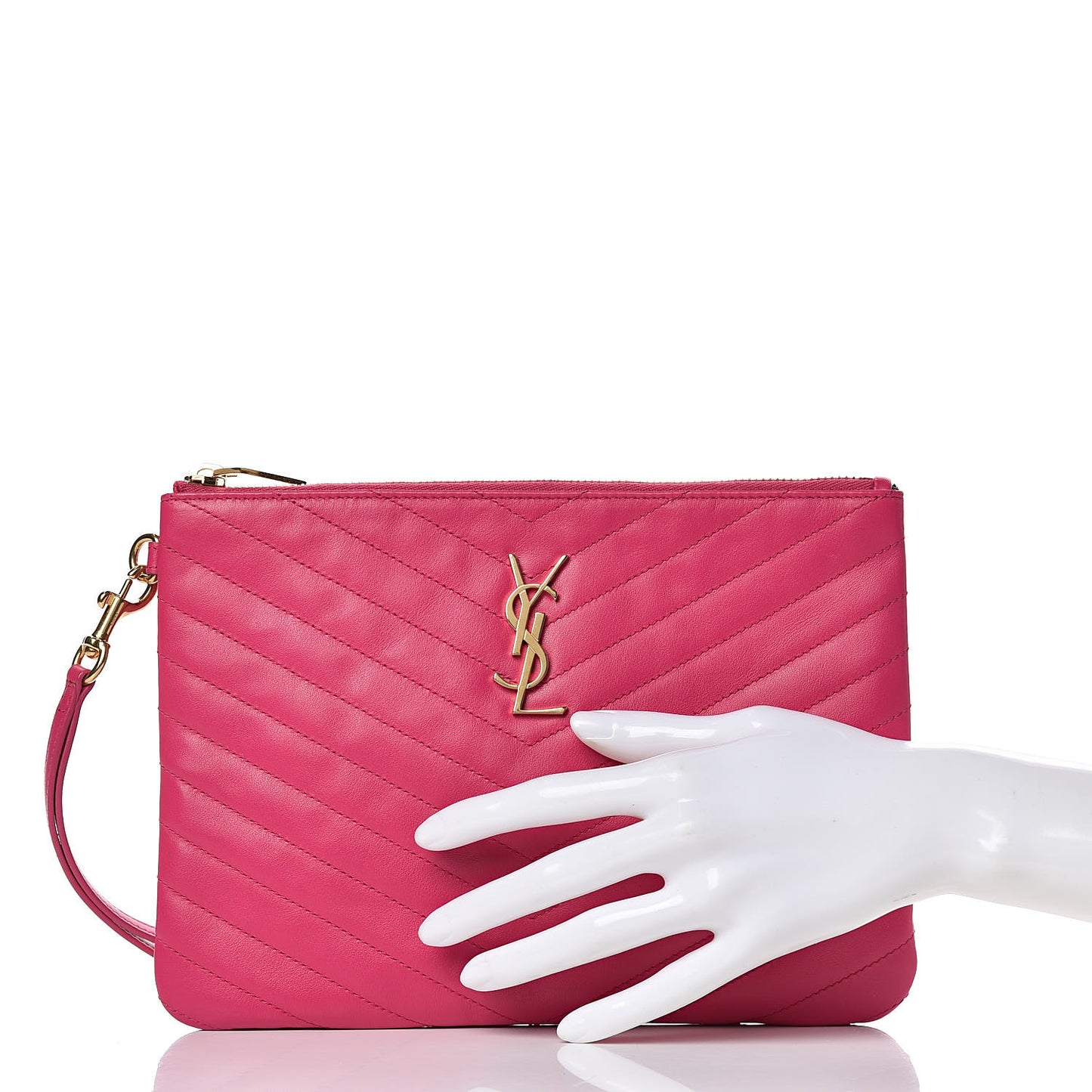 Calfskin Matelasse Chevron Monogram A5 Wristlet Bubblegum