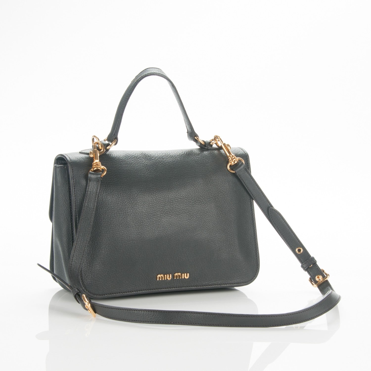 Miu Miu Goatskin Madras Shoulder Bag Ardesia 3 of 8