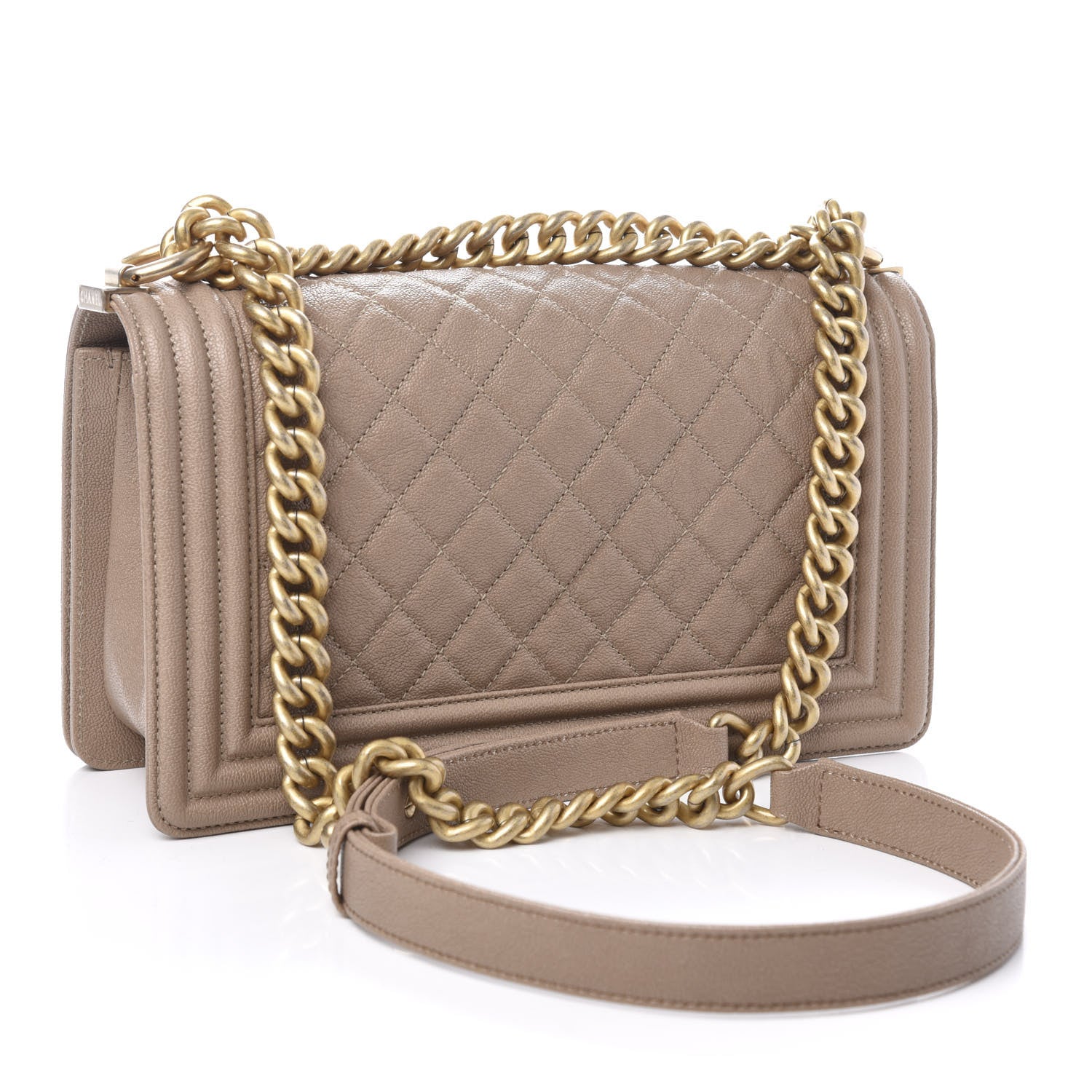 Chanel Caviar Quilted Medium Boy Flap Dark Beige 3 of 11
