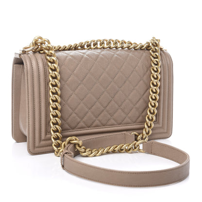 Chanel Caviar Quilted Medium Boy Flap Dark Beige 3 of 11