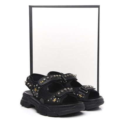 Gucci Nappa Mesh Studded Mens Aguru Sandals 8 Black 8 of 8