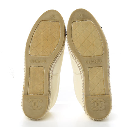 Chanel Lambskin CC Espadrilles 36 White Black 5 of 10