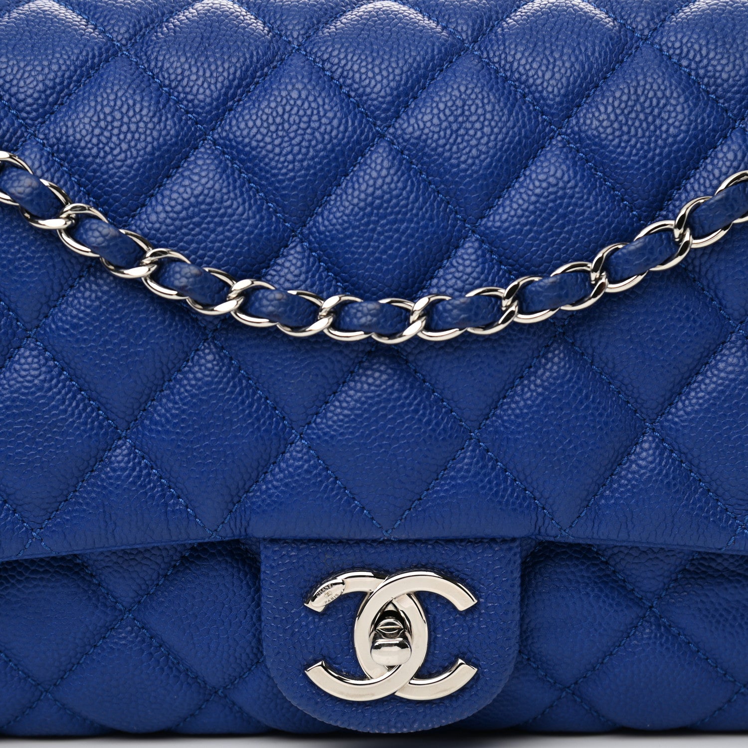 Chanel Caviar Quilted Jumbo Easy Flap Blue 8 of 12