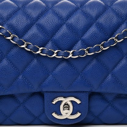Chanel Caviar Quilted Jumbo Easy Flap Blue 8 of 12