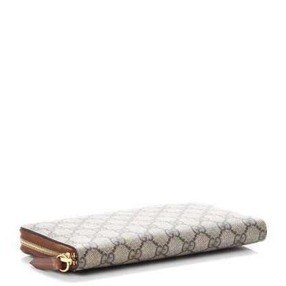 Gucci GG Supreme Monogram Cuoio Toscano Zip Around Organizer Wallet Beige Ebony Cuir 4 of 8