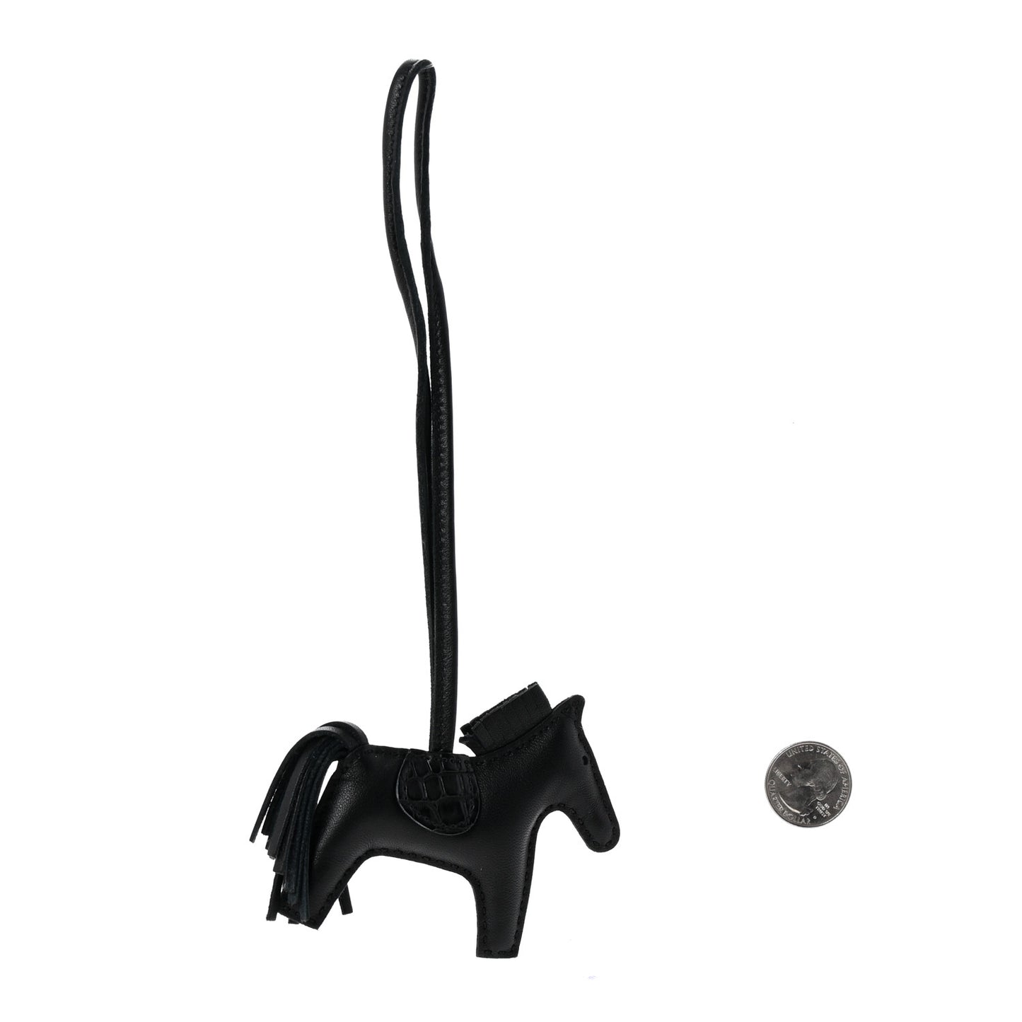 Milo Lambskin Matte Alligator Touch Grigri Rodeo Horse Bag Charm PM So Black