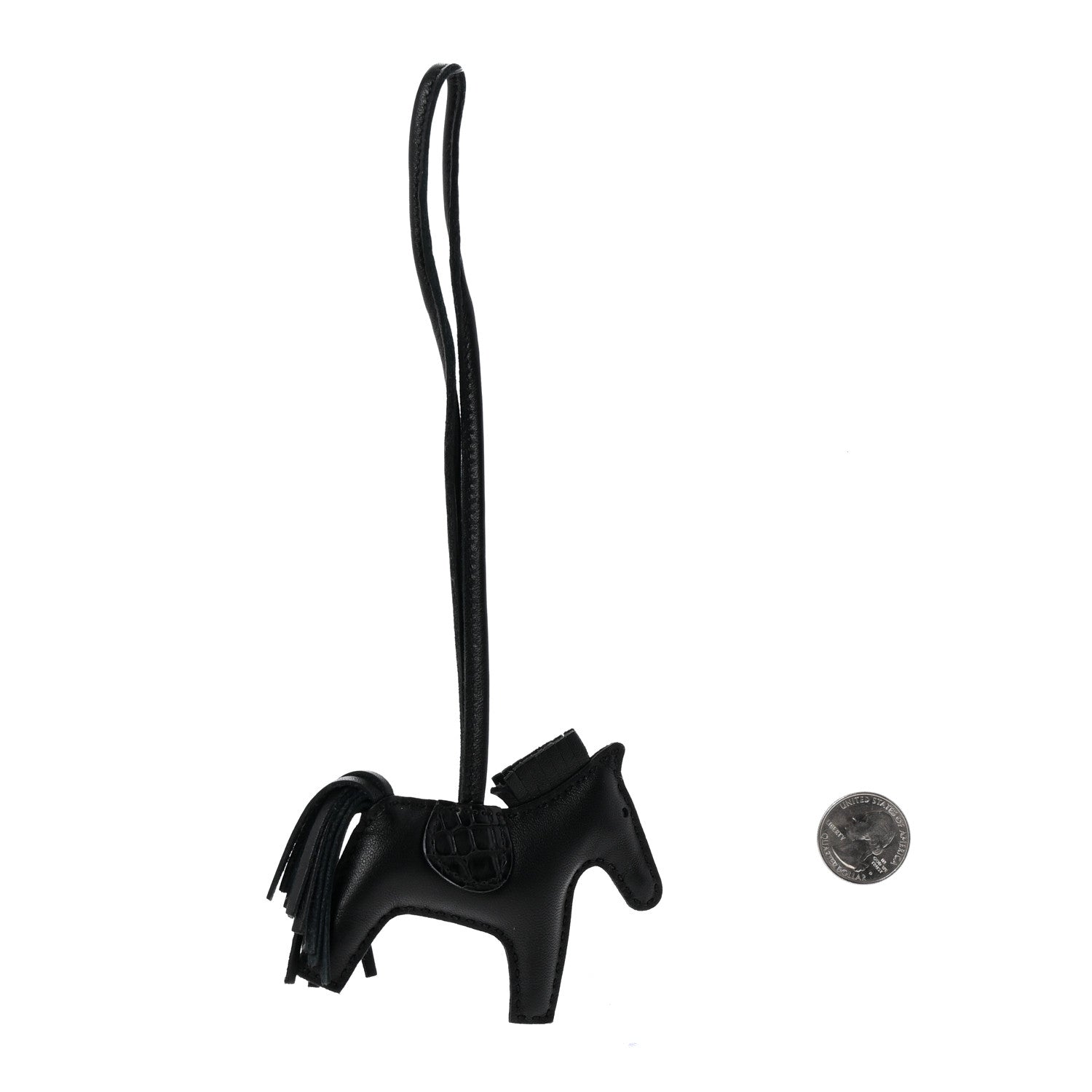 Hermes Milo Lambskin Matte Alligator Touch Grigri Rodeo Horse Bag Charm PM So Black 2 of 4