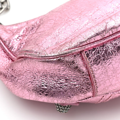 Balenciaga Metallic Agneau Arena Crystal Le Cagole Mini Purse With Chain Met Pink 15 of 16