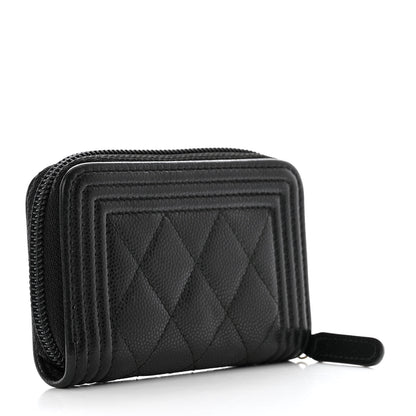 Chanel Caviar Quilted Boy Zip Around Coin Purse Wallet Black 3 of 9