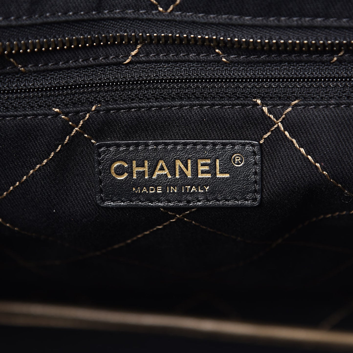 Grained Calfskin Large Shopping Fever Tote Gold