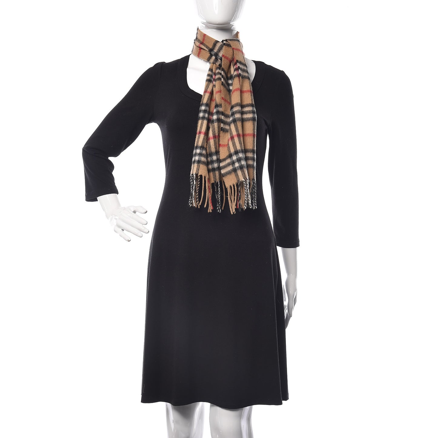 Cashmere Vintage Check Fringe Scarf Antique Yellow