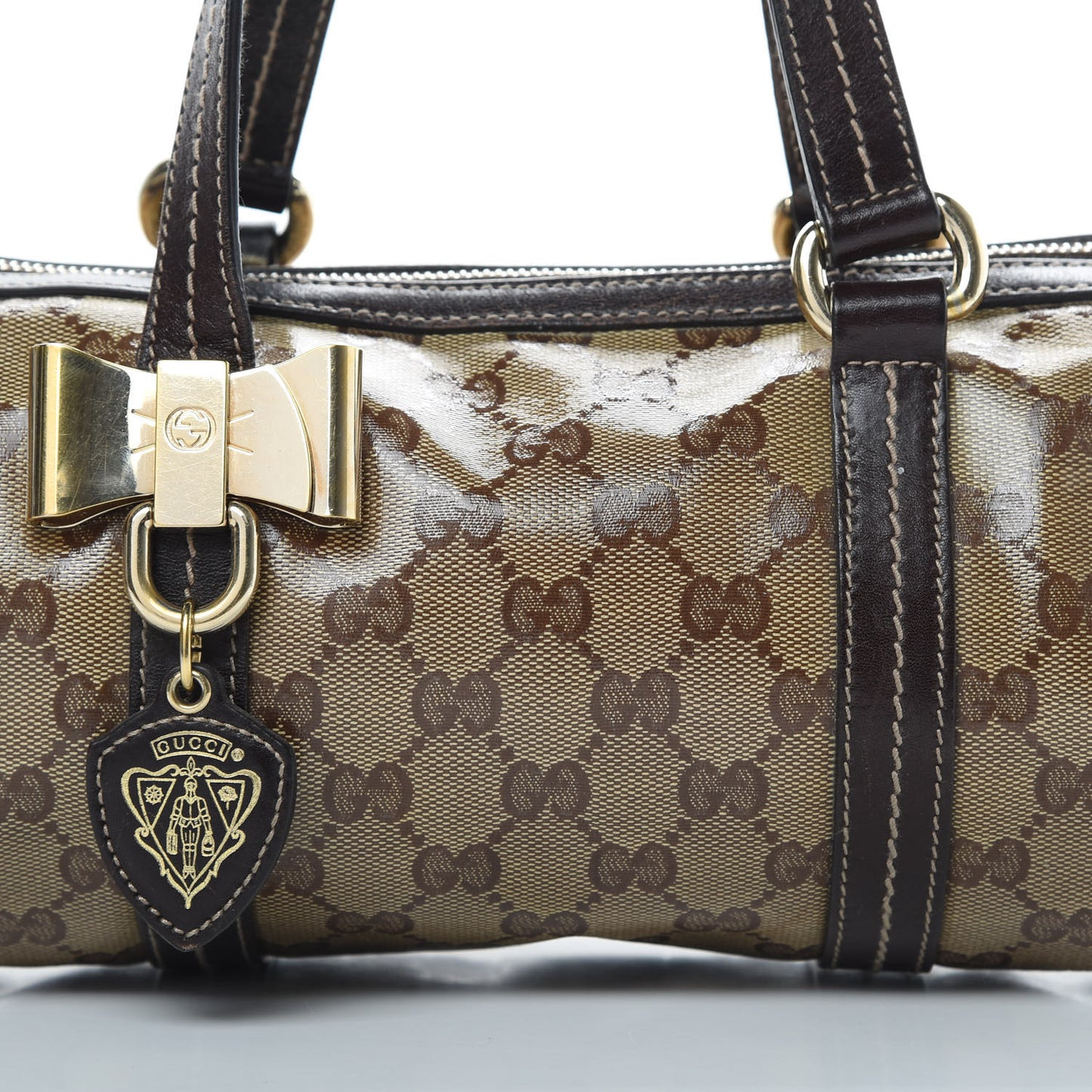 Crystal Monogram Duchessa Small Boston Bag Brown