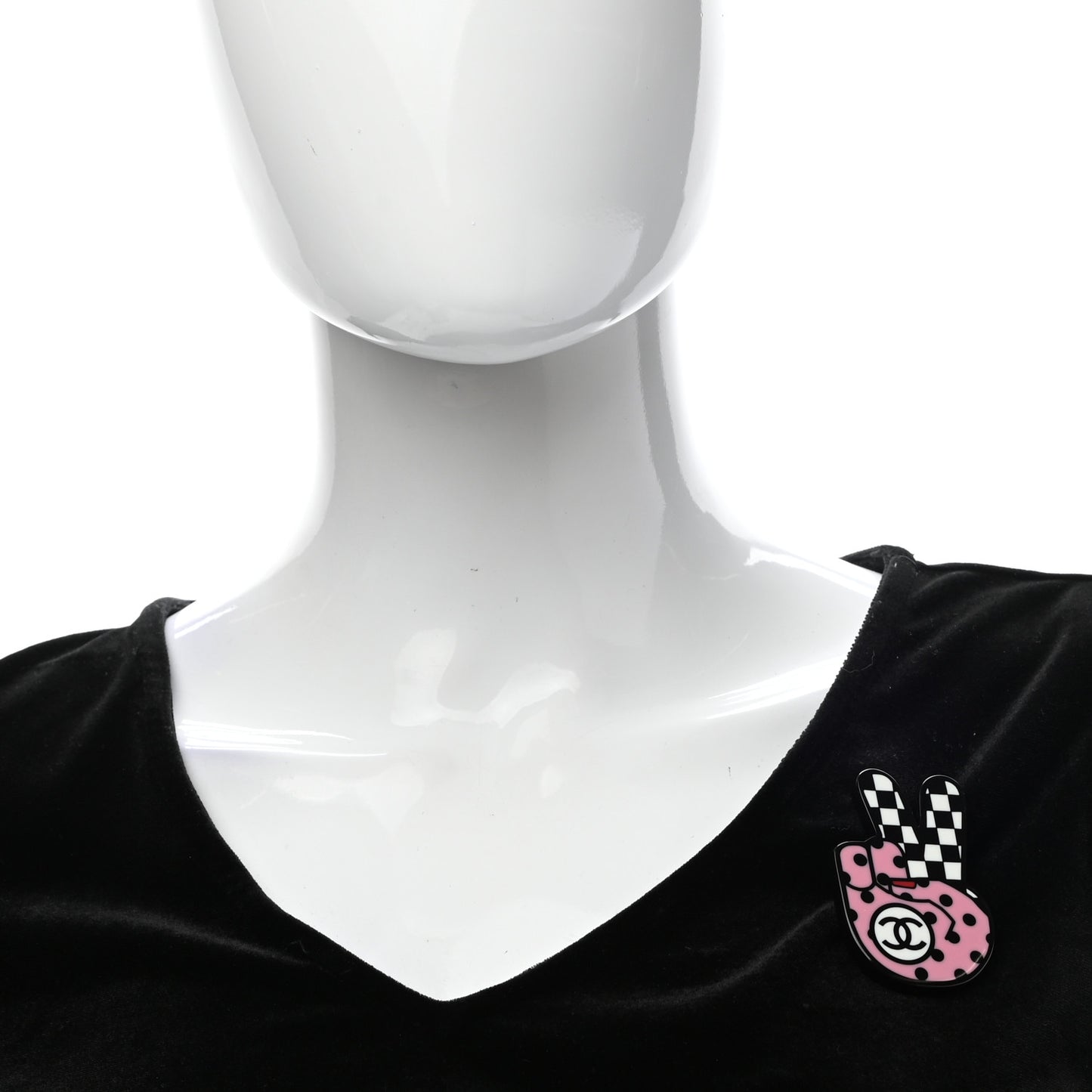 Resin Peace Sign Emoji Brooch Pink