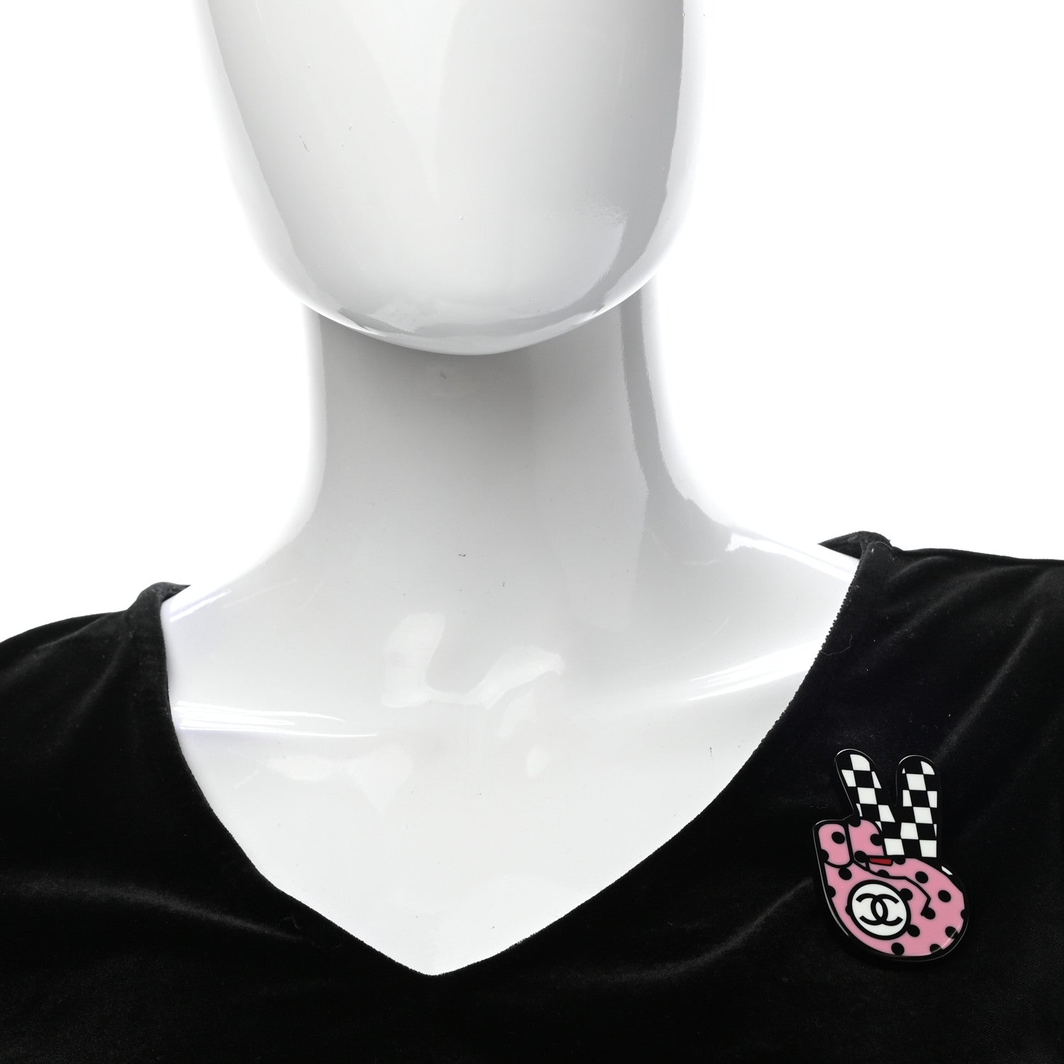 Chanel Resin Peace Sign Emoji Brooch Pink 2 of 6