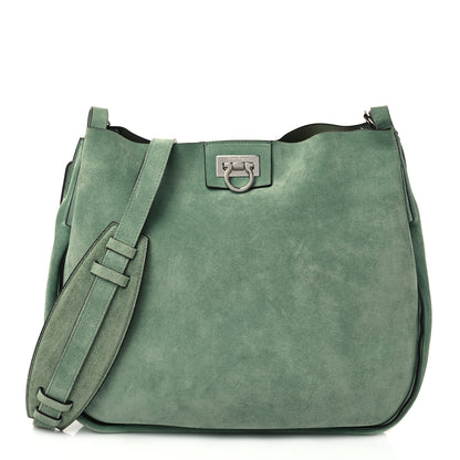Salvatore Ferragamo Suede Reverse Hobo Nymph Green 1 of 9