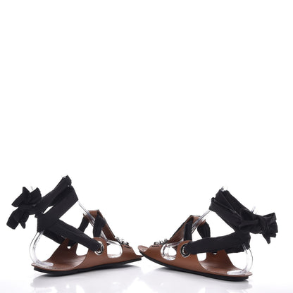 Prada Calfskin Studded Lace Up Sandals 37.5 Brown 7 of 12