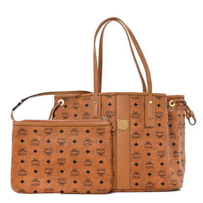 MCM Visetos Medium Liz Reversible Shopper Tote Cognac 3 of 14