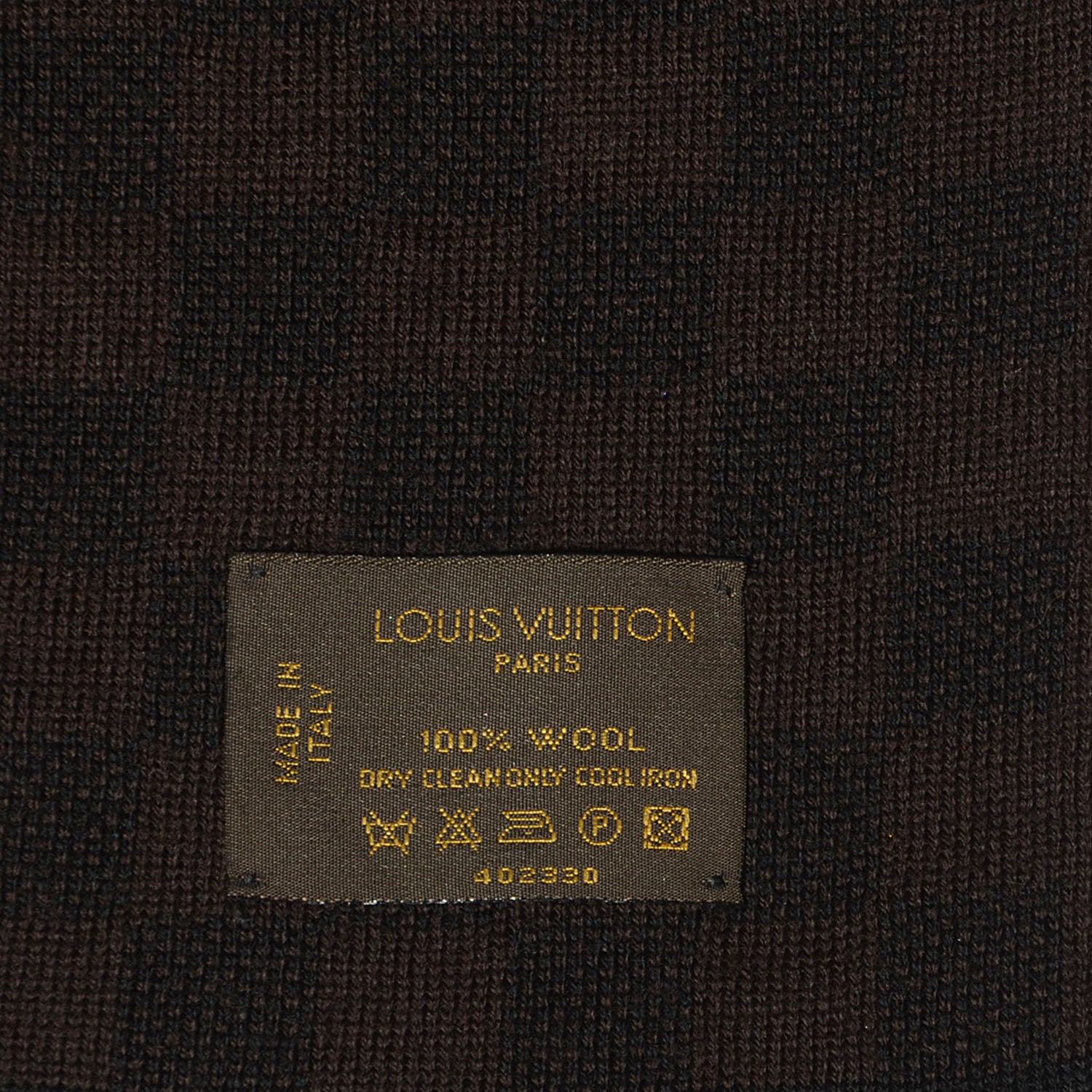Louis Vuitton Wool Petit Damier Ebene Scarf Brown 3 of 4