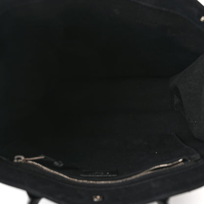 Saint Laurent Linen Calfskin Rive Gauche North South Tote Black 5 of 9