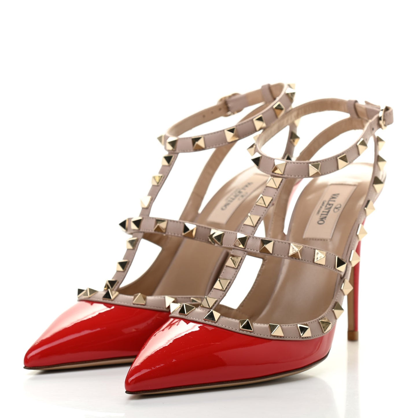 Patent Nappa Rockstud Ankle Strap 100mm Pumps 39 Rouge Pur Poudre