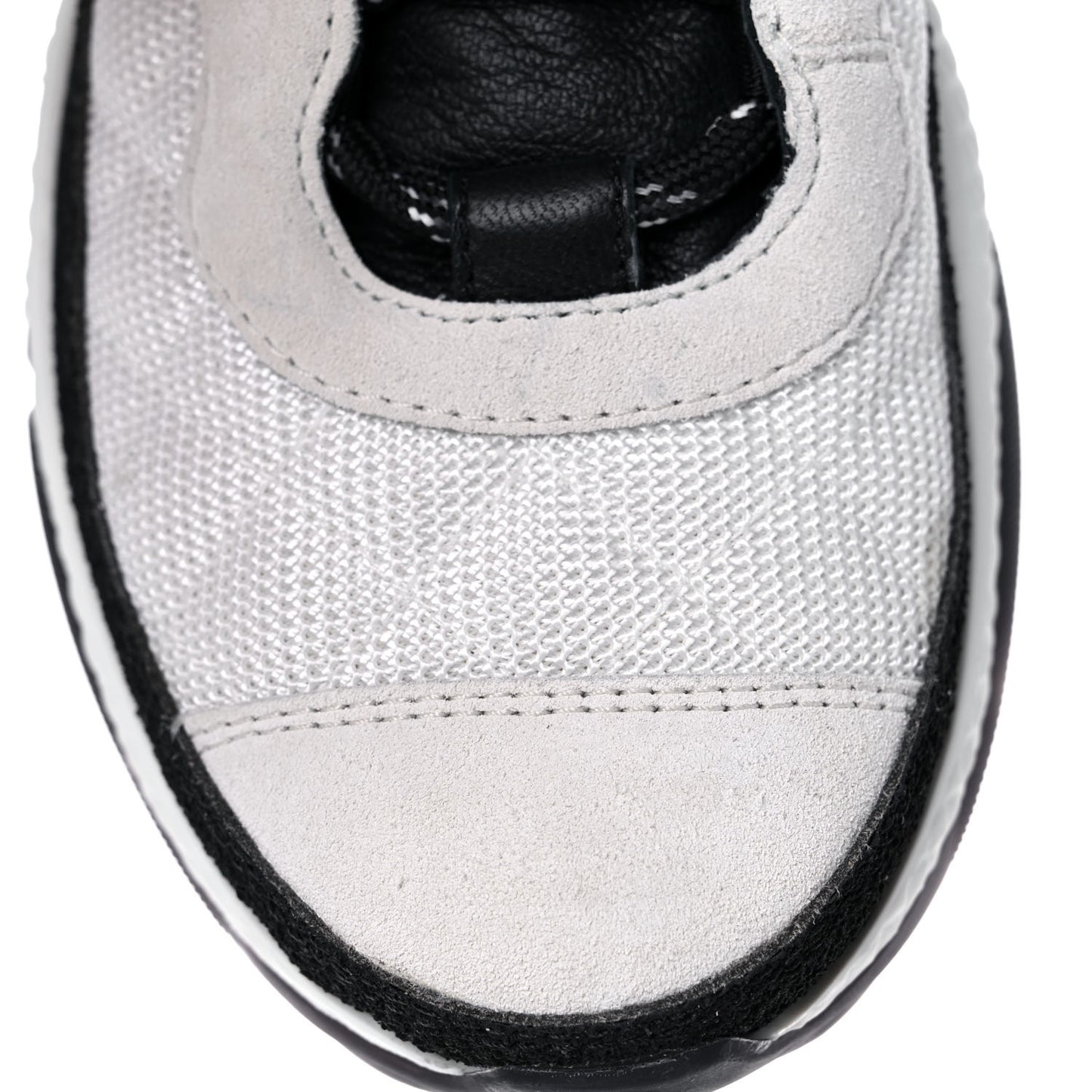 Mesh Suede Calfskin Quilted Sneakers 38 White Ivory