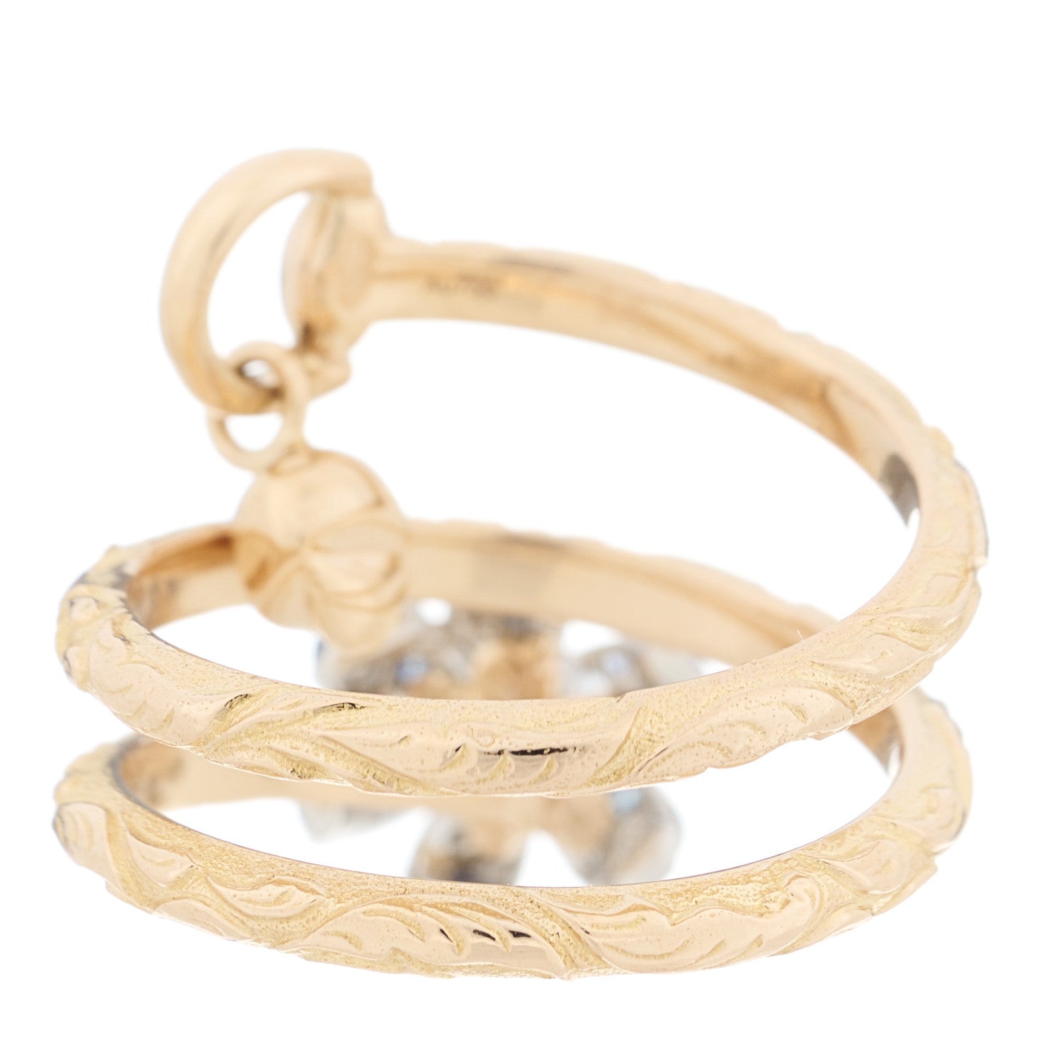 Gucci 18K Yellow Gold Diamond Sapphire Flora Wrap Ring 54 6.75 3 of 4