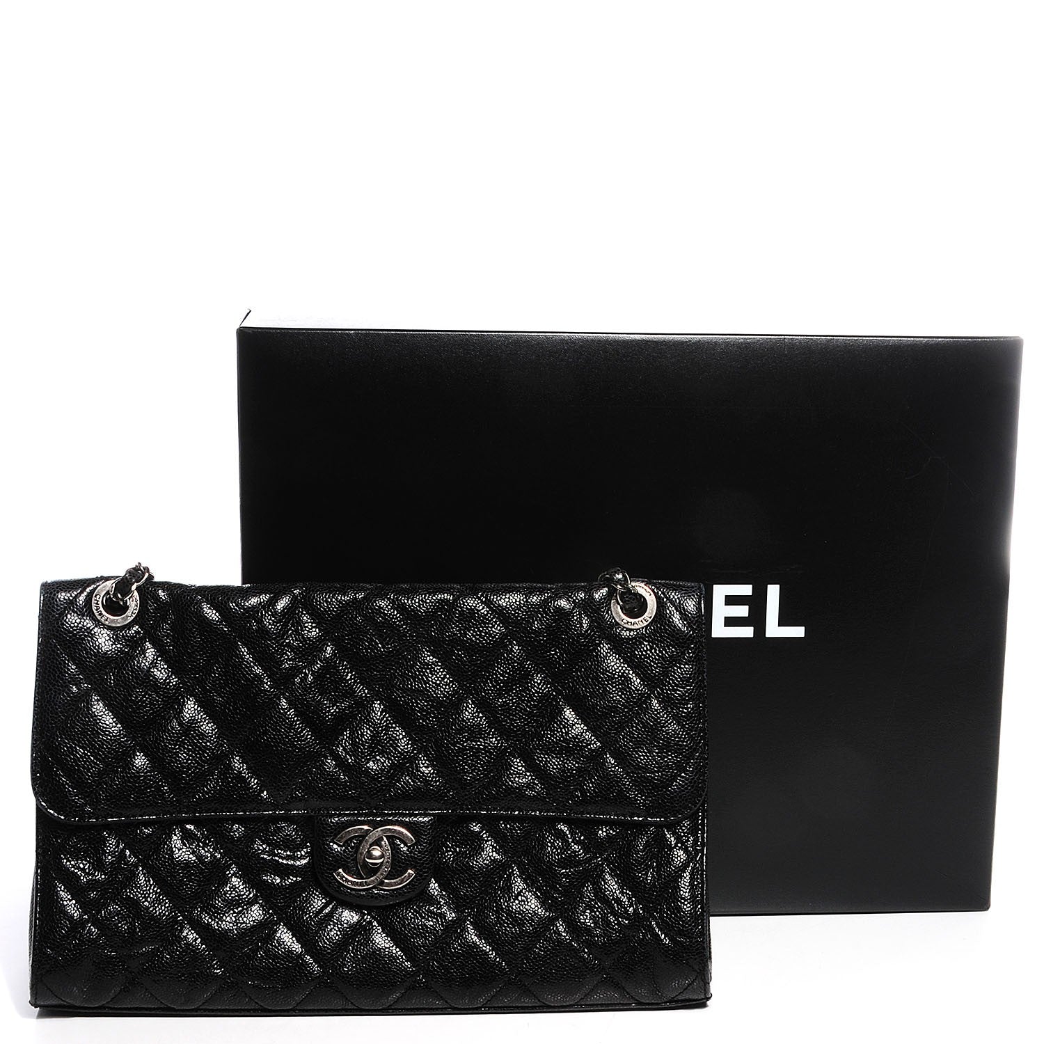 Chanel Crumpled Grained Calfskin CC Crave Jumbo Flap Black 5 of 9