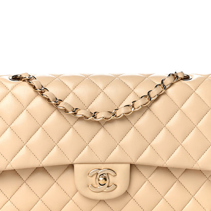 Chanel Lambskin Quilted Medium Double Flap Beige 8 of 14
