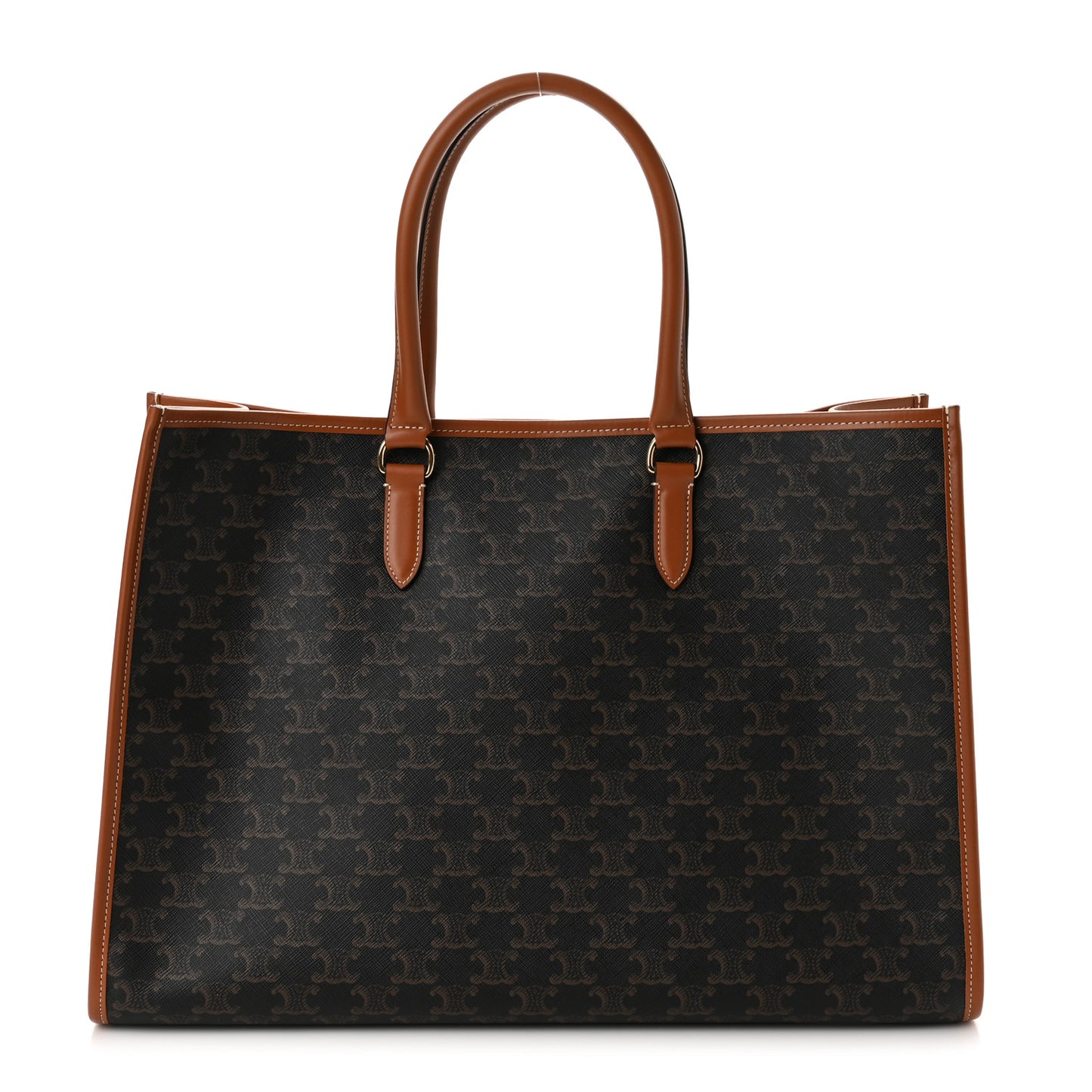 Triomphe Canvas Calfskin Horizontal Cabas Tan